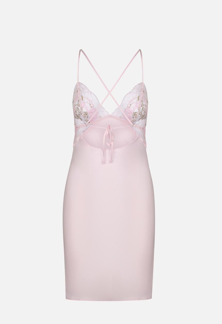Hunkemoller - Sd satin lace miri nightie - barely pink