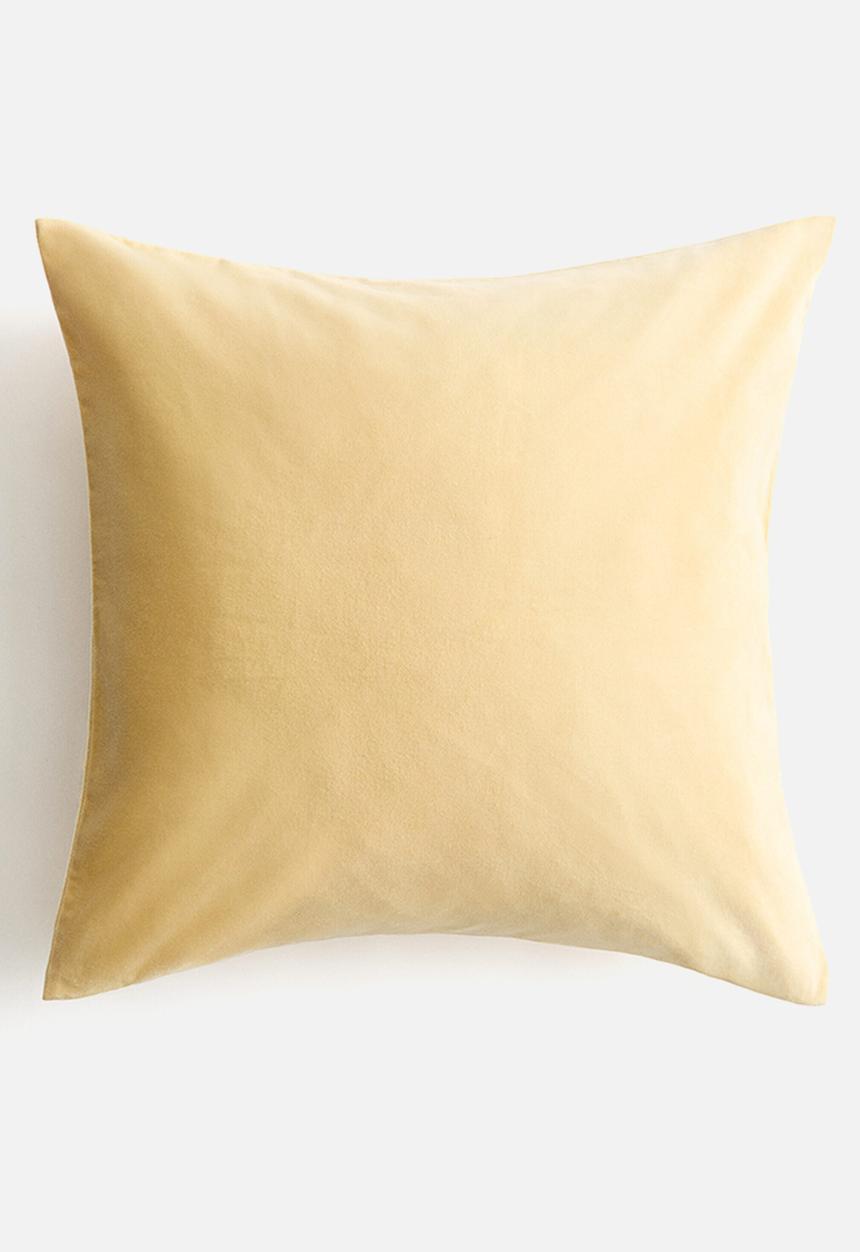 H&M - Cotton velvet cushion cover - light yellow