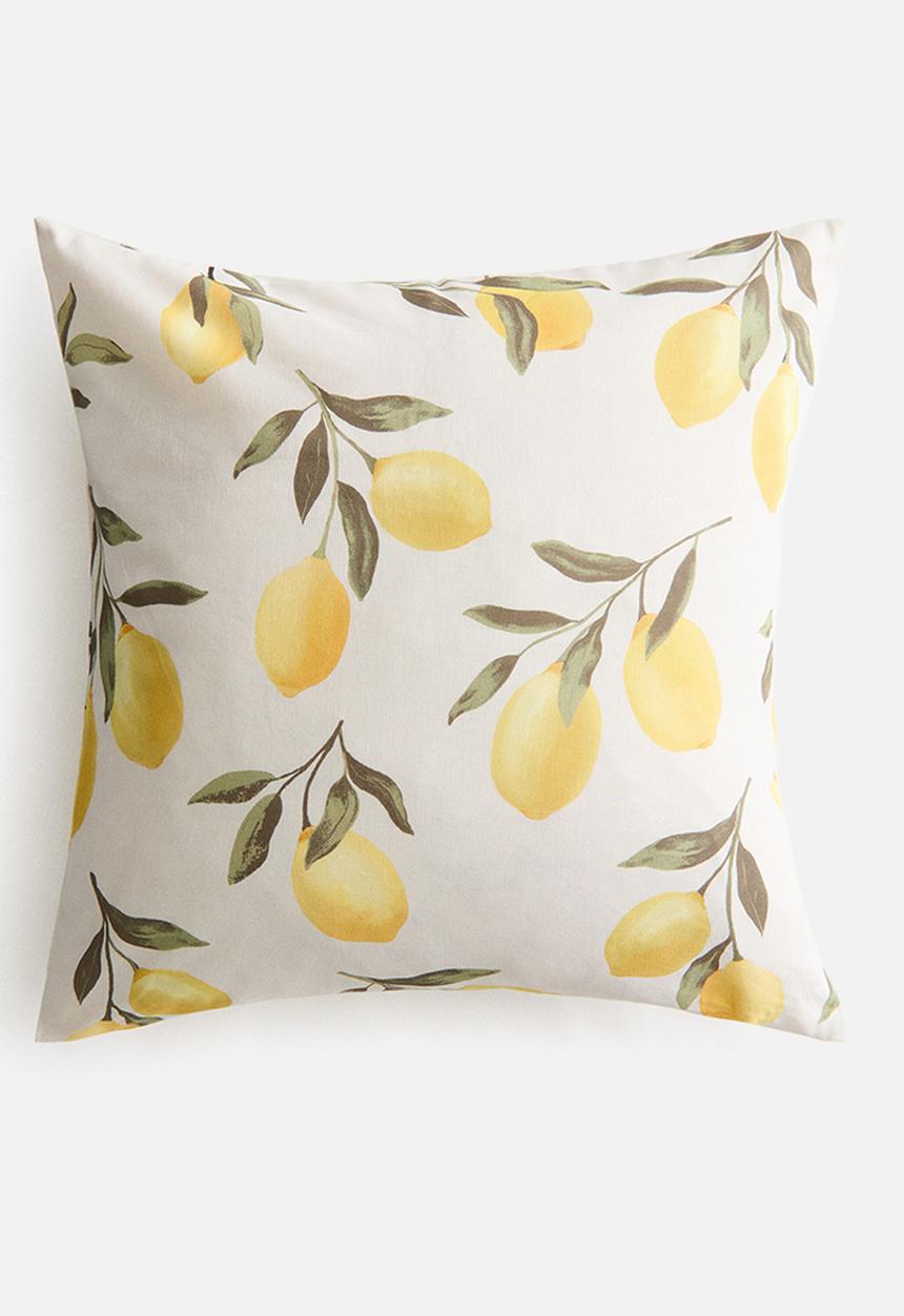 H&M - Patterned cushion cover - light beige/oranges