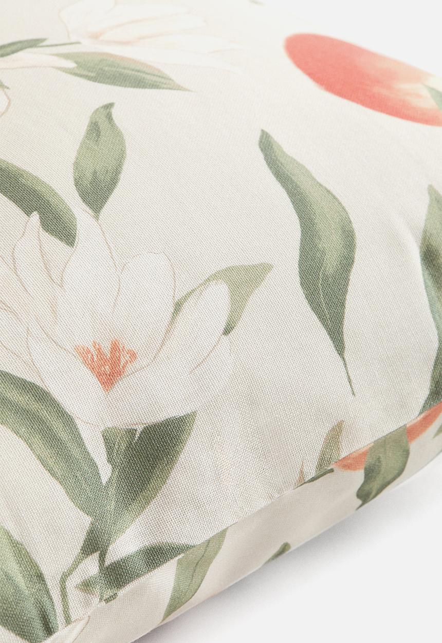 H&M - Patterned cushion cover - light beige/oranges