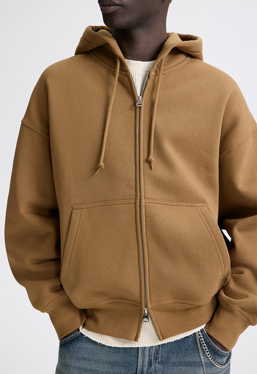 H&M - Oversized fit zip-through hoodie - dark beige