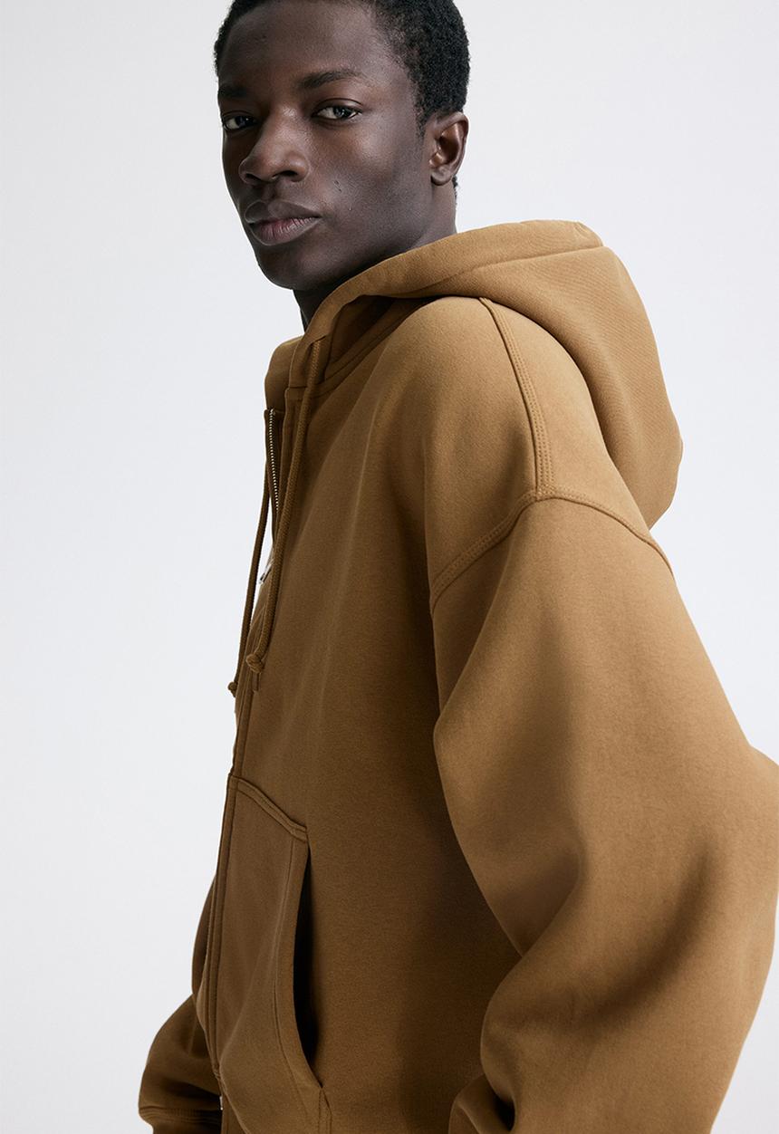 H&M - Oversized fit zip-through hoodie - dark beige