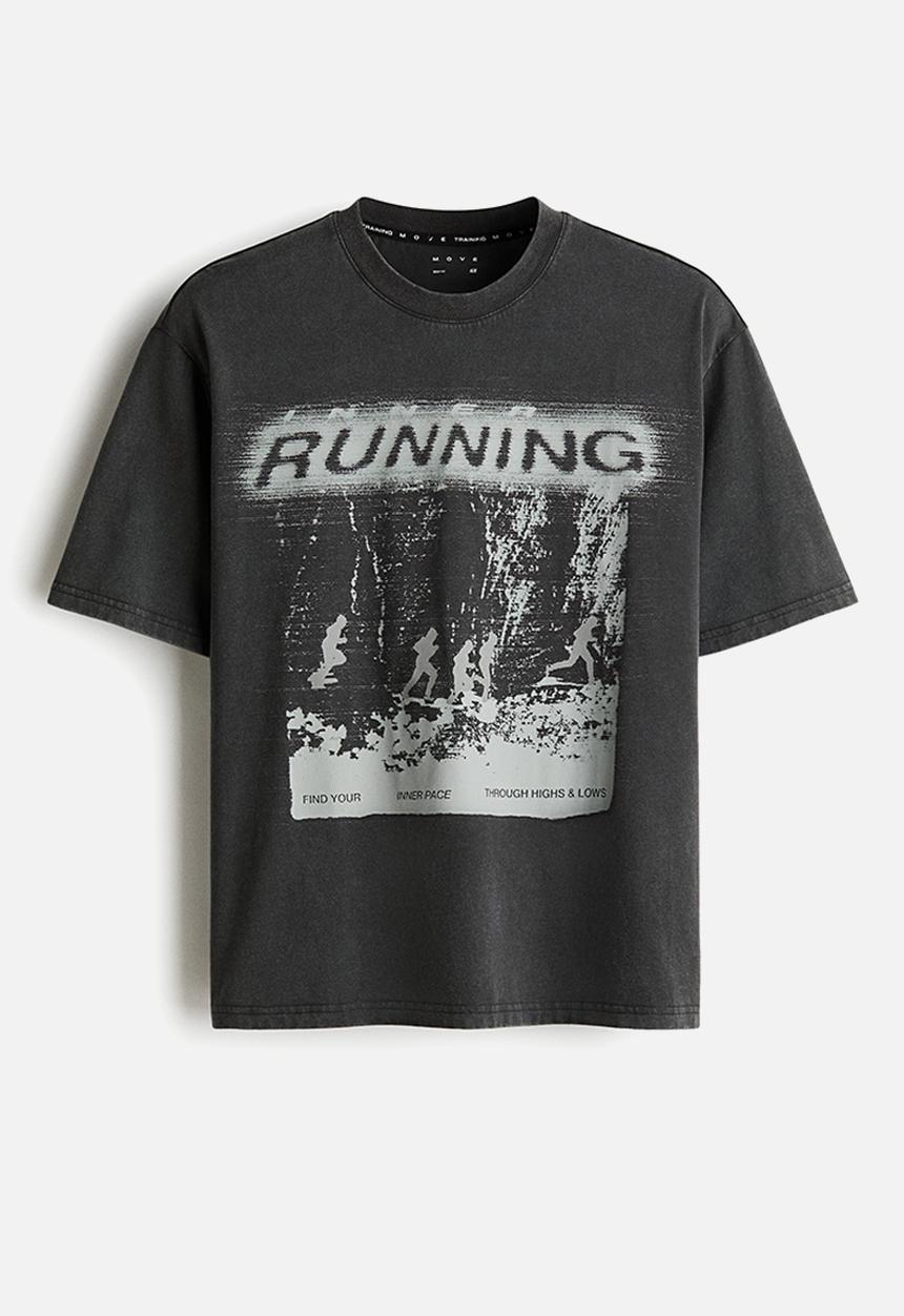 H&M - Boxy-style sports t-shirt with drymove? - dark grey