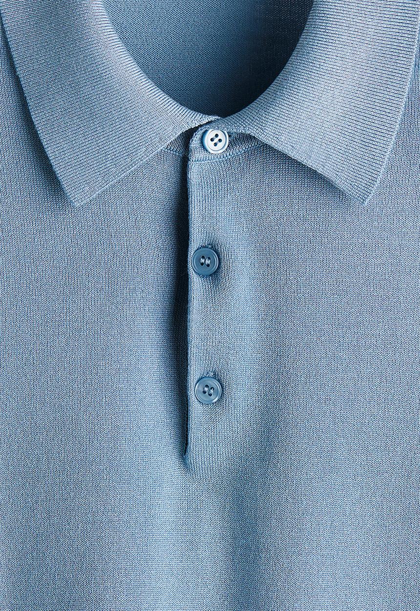 H&M - Regular fit fine-knit polo shirt - blue