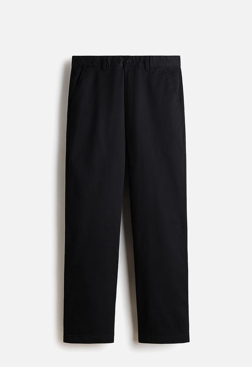 H&M - Relaxed fit cotton chinos - black