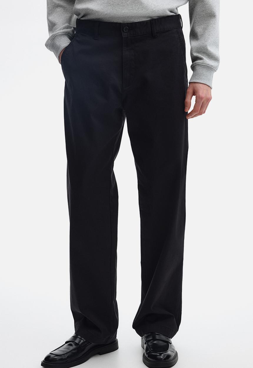 H&M - Relaxed fit cotton chinos - black