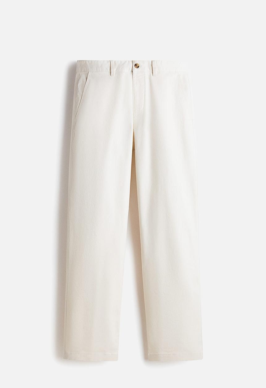 H&M - Relaxed fit cotton chinos - white