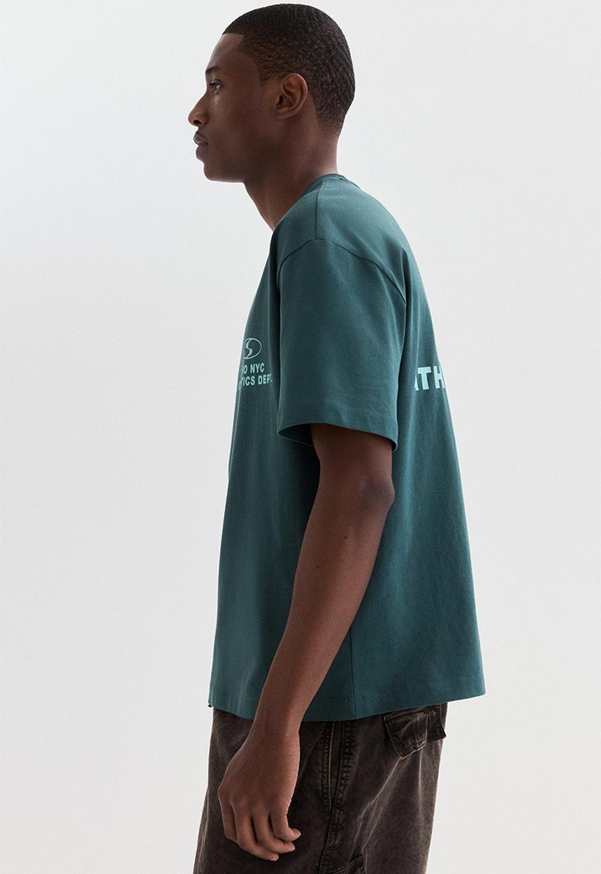 H&M - Loose fit printed t-shirt - dark teal/soho nyc