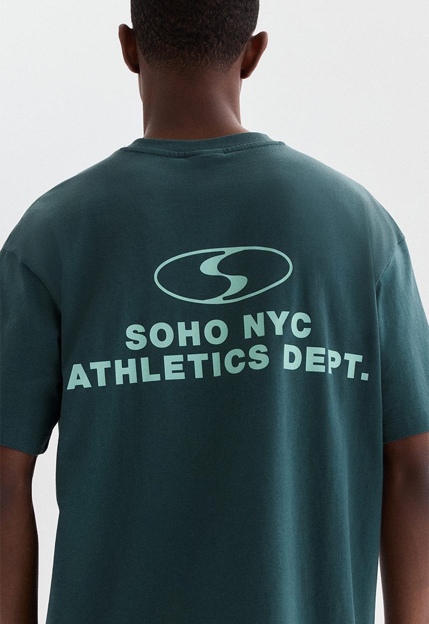 H&M - Loose fit printed t-shirt - dark teal/soho nyc