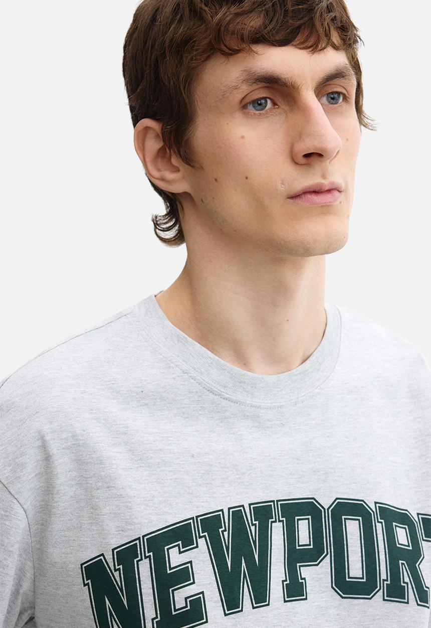 H&M - Loose fit printed t-shirt - light grey marl/newport