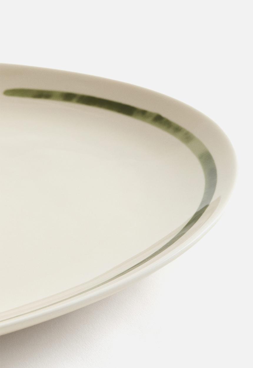 H&M - Large porcelain serving plate - white/green