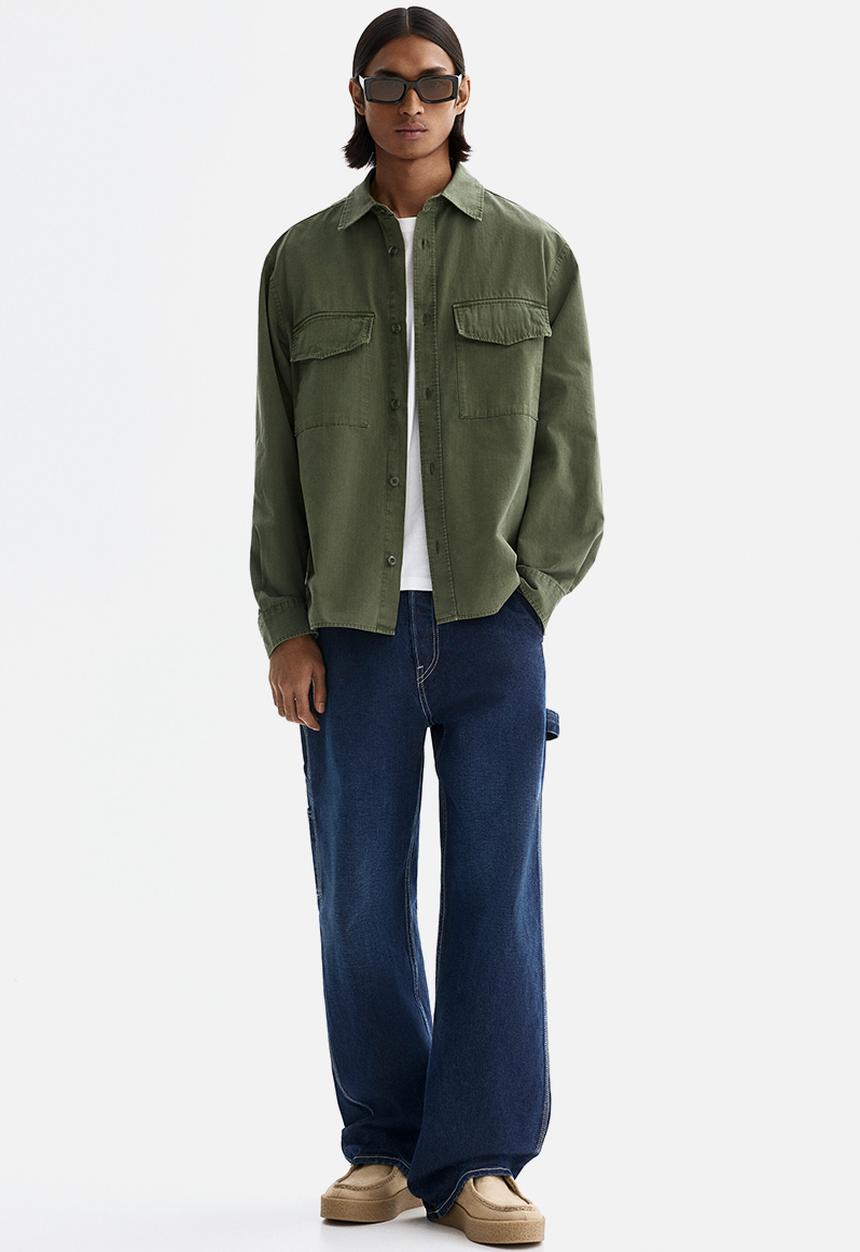 H&M - Regular fit utility shirt - dark khaki green