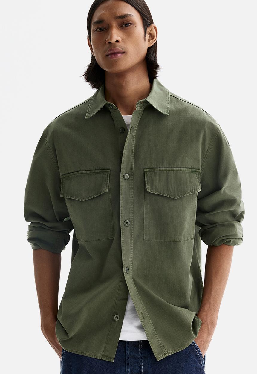 H&M - Regular fit utility shirt - dark khaki green