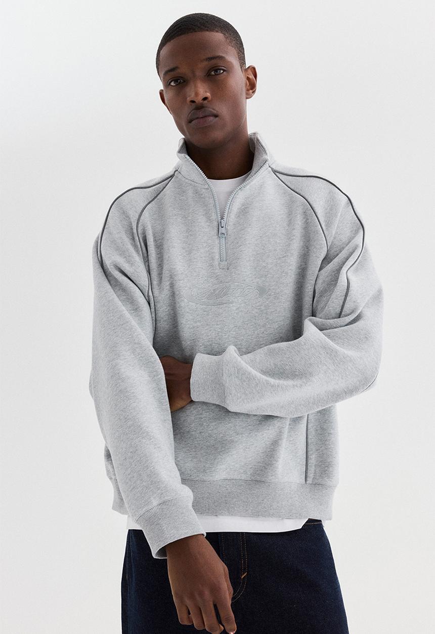 H&M - Loose fit zip-top sweatshirt - grey marl/akito