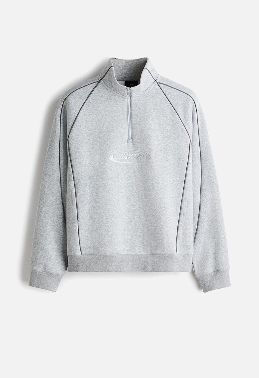 H&M - Loose fit zip-top sweatshirt - grey marl/akito
