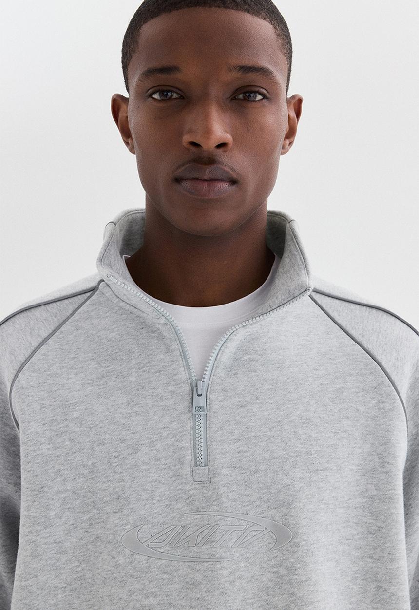 H&M - Loose fit zip-top sweatshirt - grey marl/akito