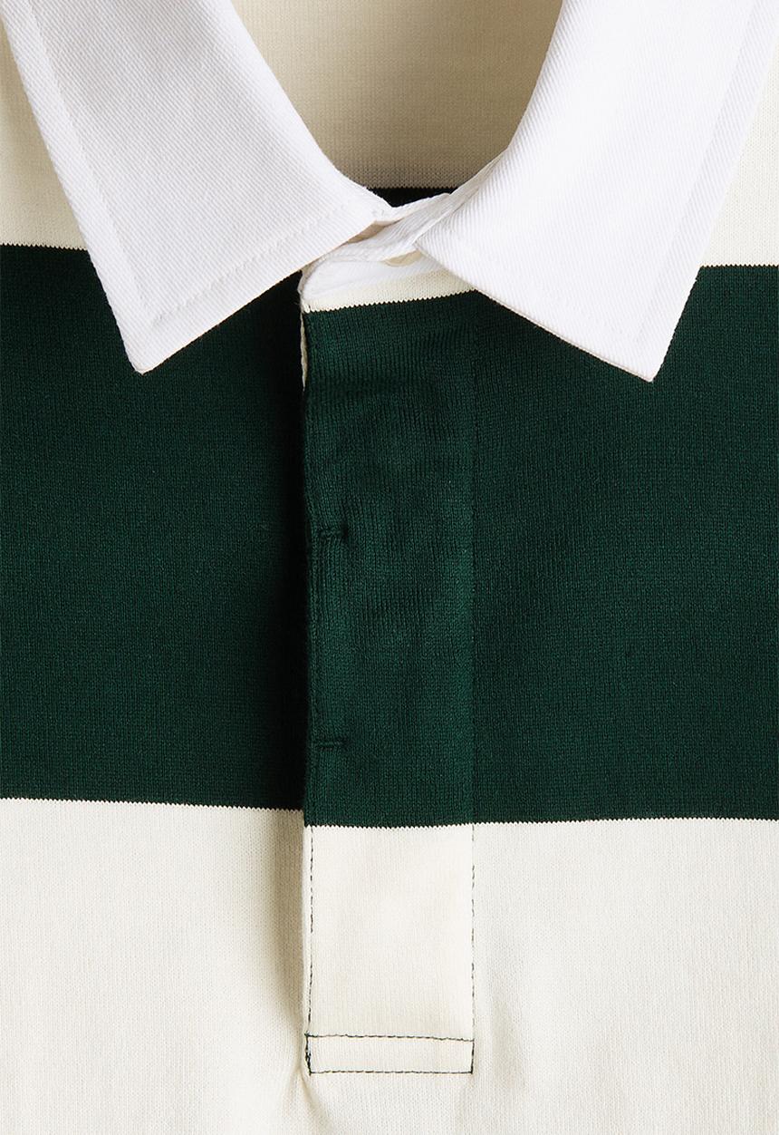 H&M - Regular fit cotton rugby shirt - dark green/colour block