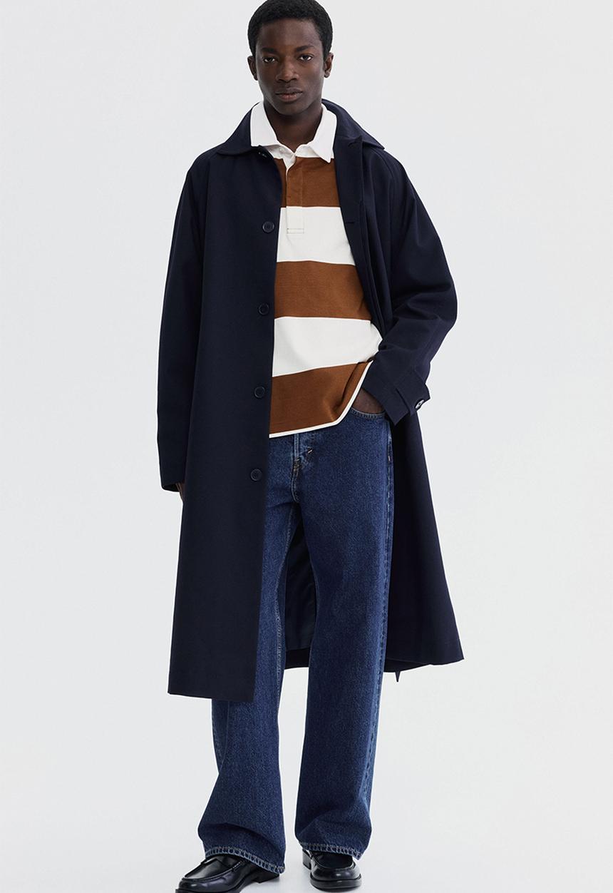 H&M - Regular fit cotton rugby shirt - brown/colour block