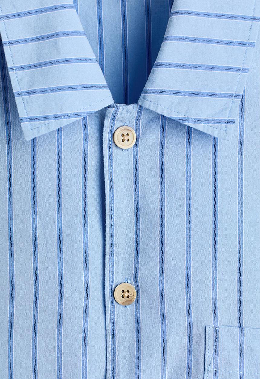 H&M - Loose fit cotton pyjama shirt - light blue/striped