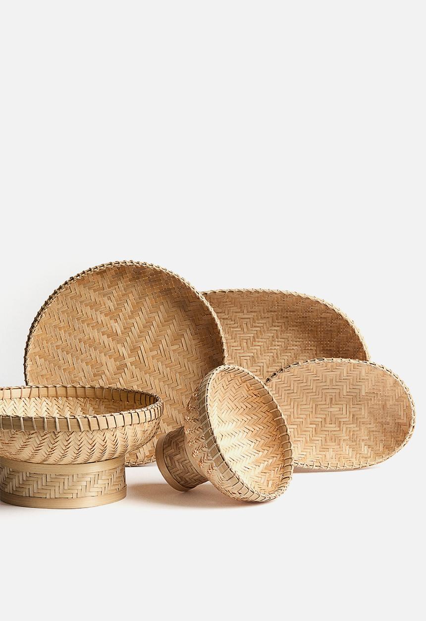 H&M - Footed bamboo serving bowl - beige