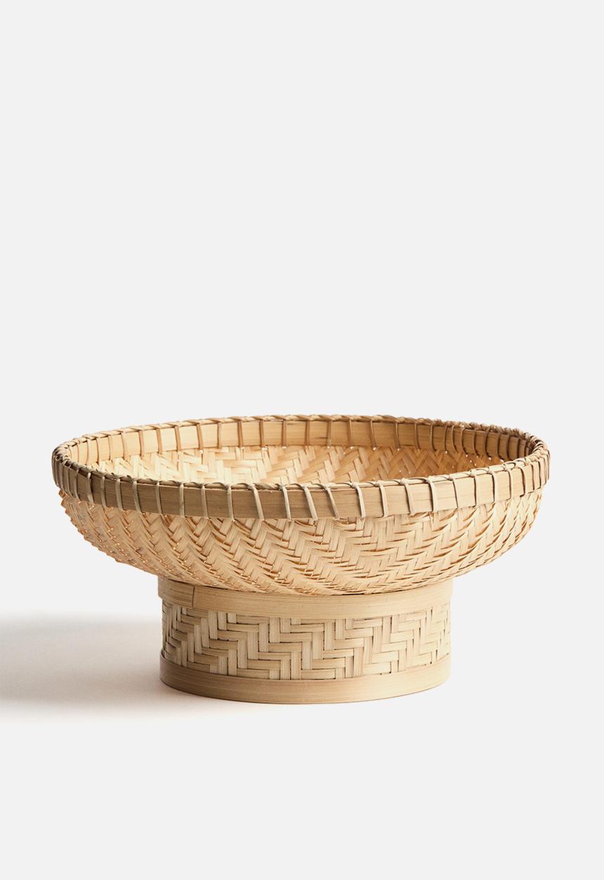 H&M - Footed bamboo serving bowl - beige