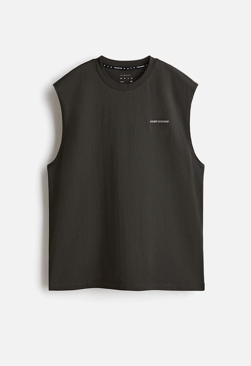 H&M - Loose fit sports vest top with drymove™ - dark grey/inner running