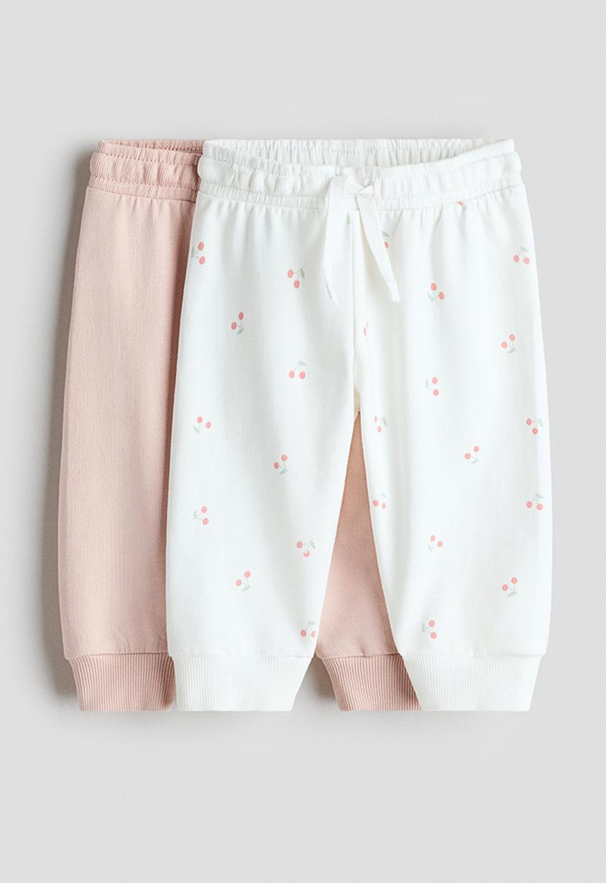 H&M - 2-pack joggers - light pink/cherries