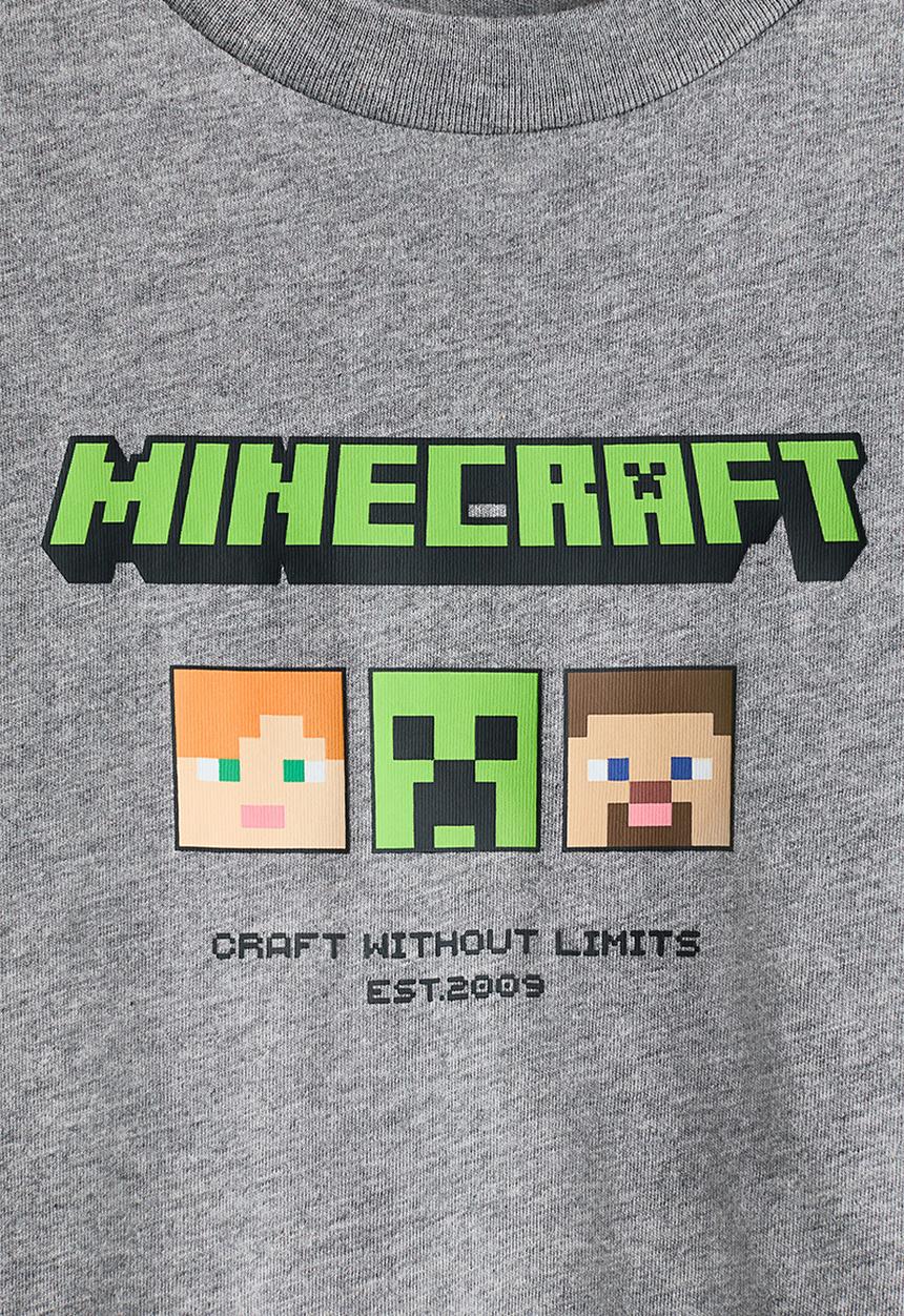 H&M - Oversized printed T-shirt - grey marl/minecraft