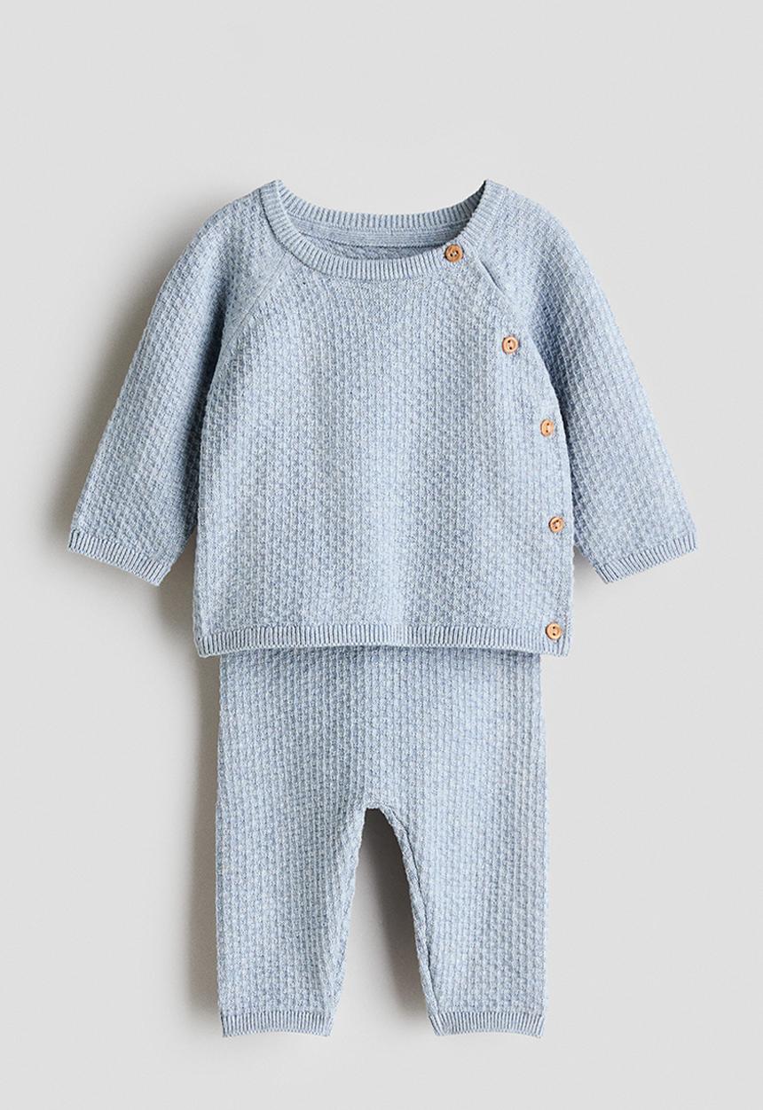 H&M - 2-piece cotton set - light dusty blue