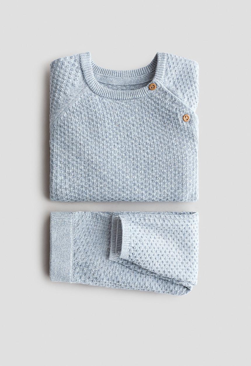 H&M - 2-piece cotton set - light dusty blue