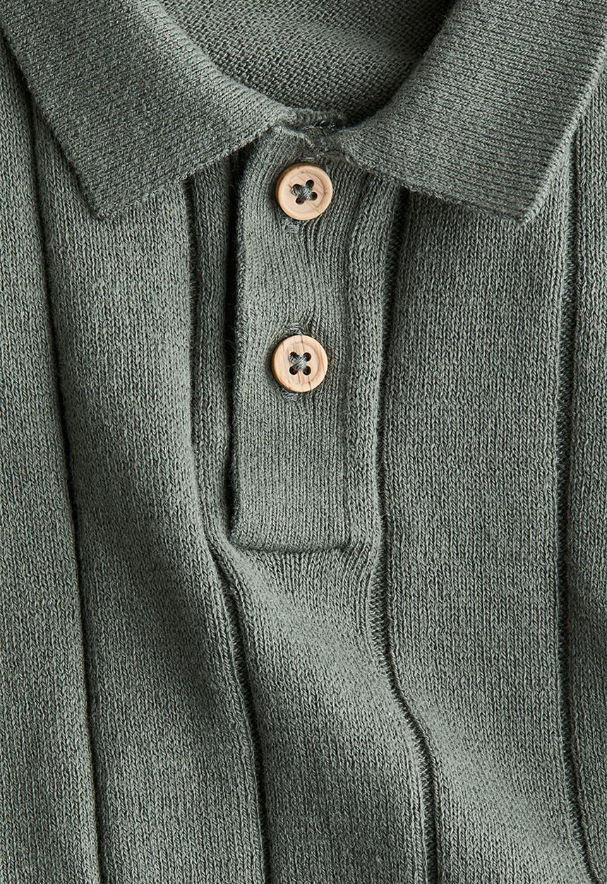 H&M - Knitted polo shirt - khaki green