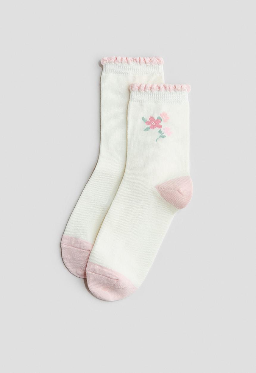 H&M - 7-pack socks - cream/floral