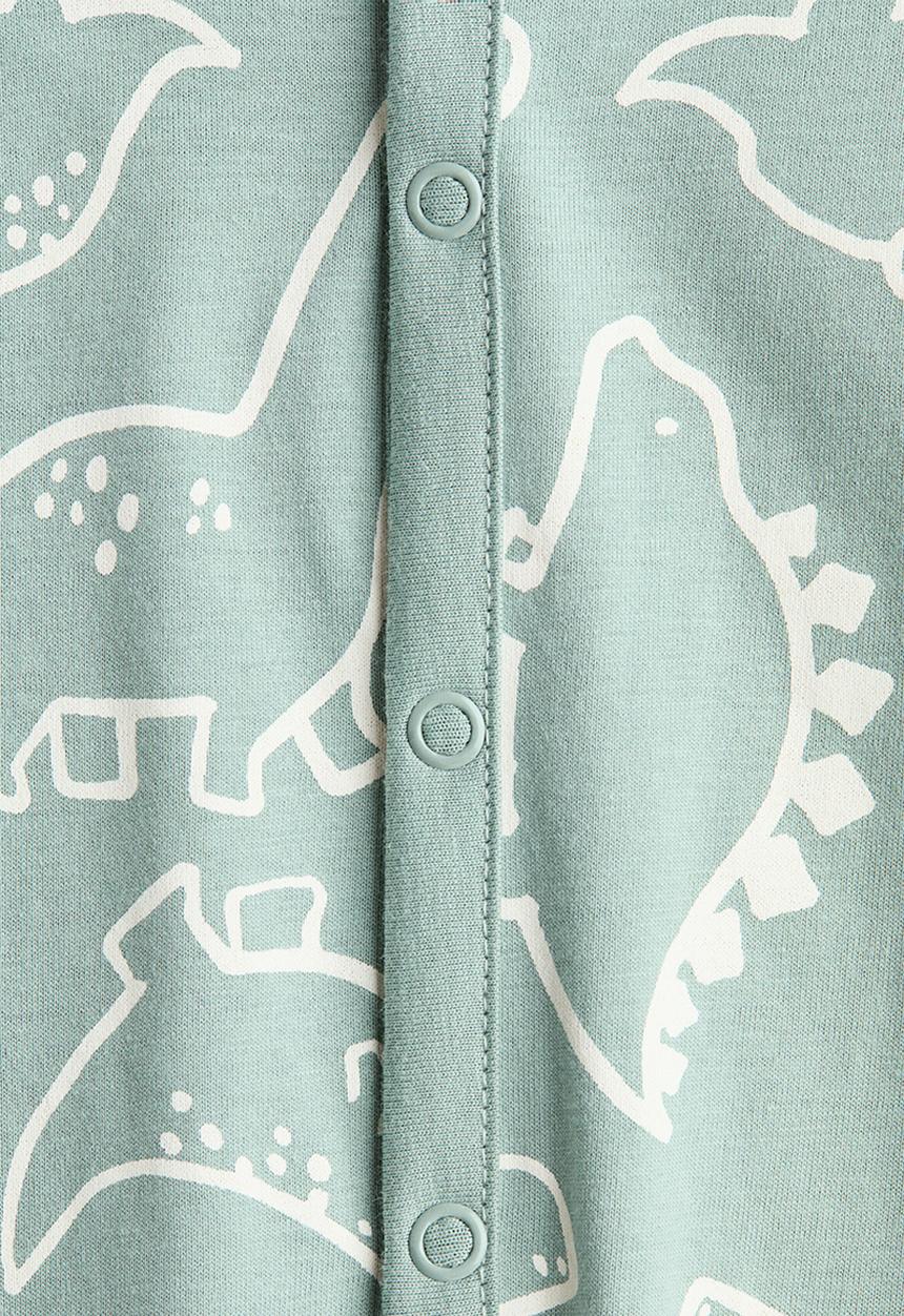 H&M - Patterned sleepsuit - light turquoise/dinosaurs