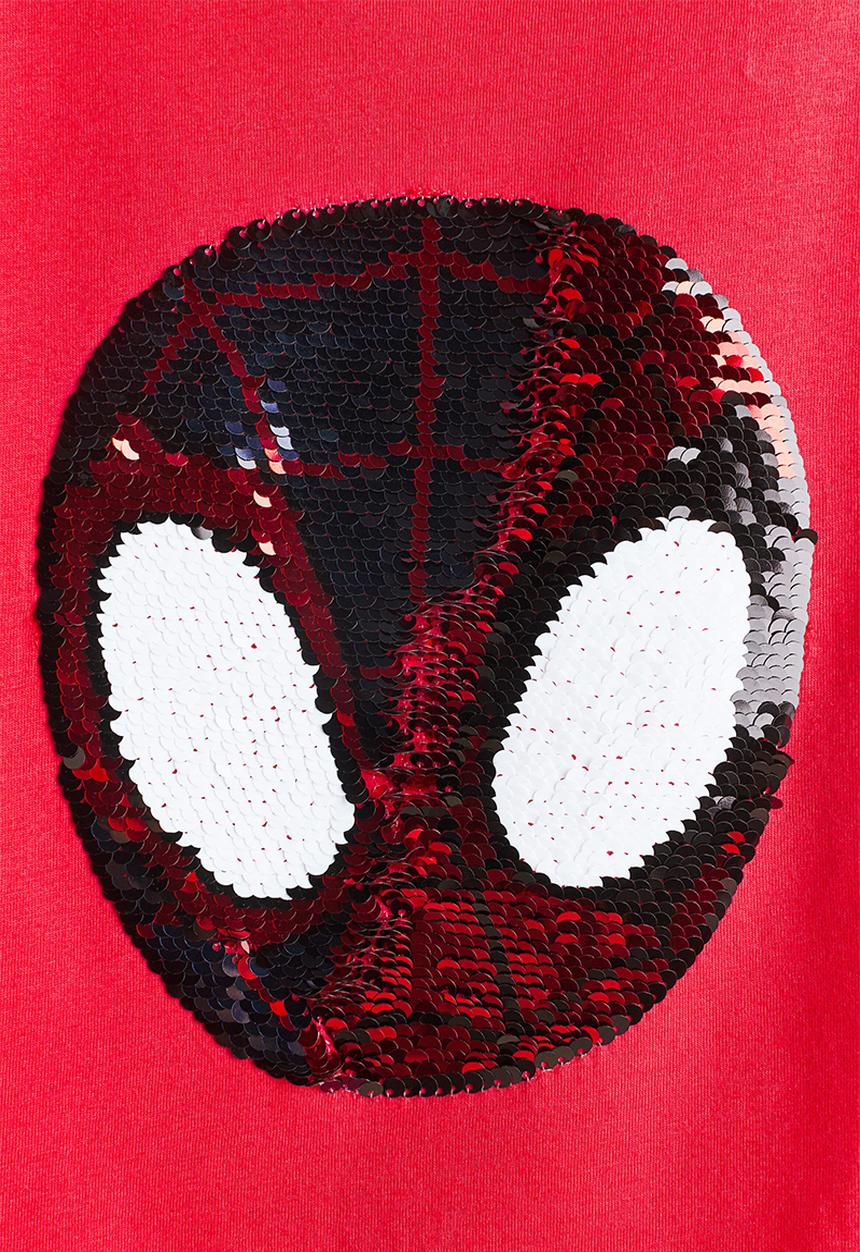 H&M - Reversible sequin t-shirt - red/spider-man