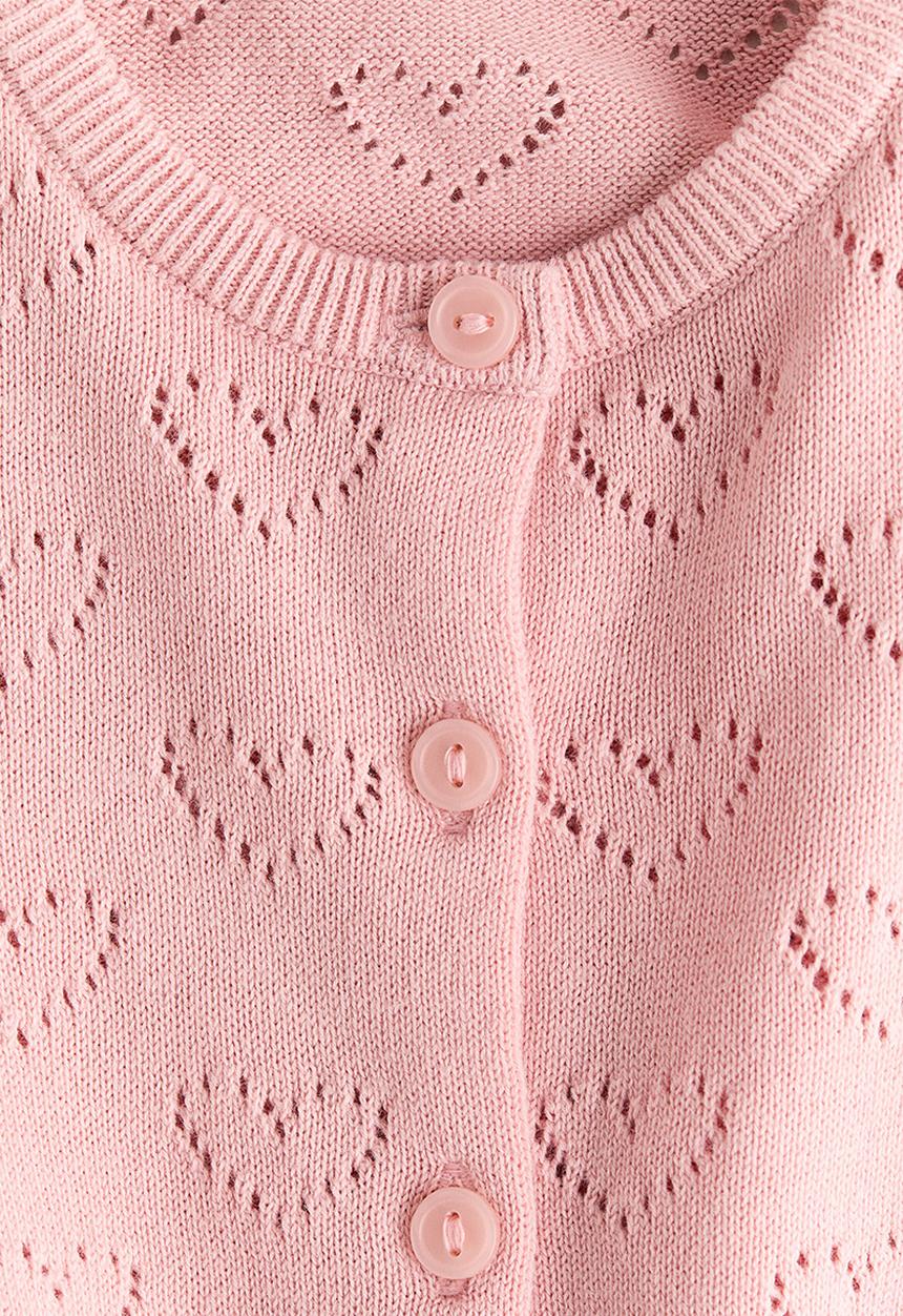 H&M - Pattern-knitted cotton cardigan - light pink
