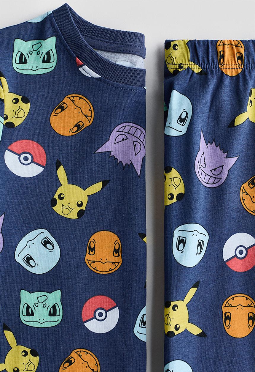 H&M - Printed cotton jersey pyjamas - blue/pok?mon