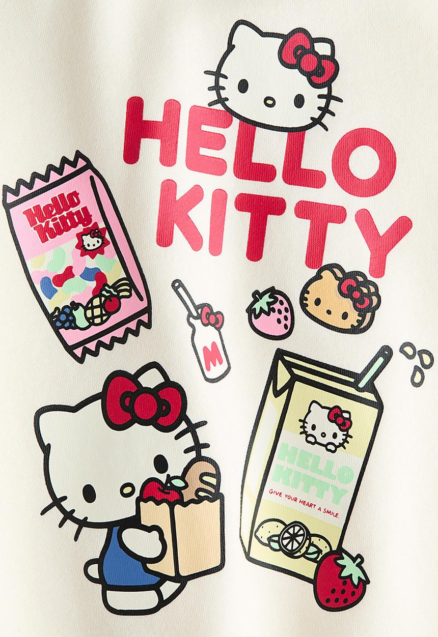 H&M - Printed sweatshirt - cream/hello kitty