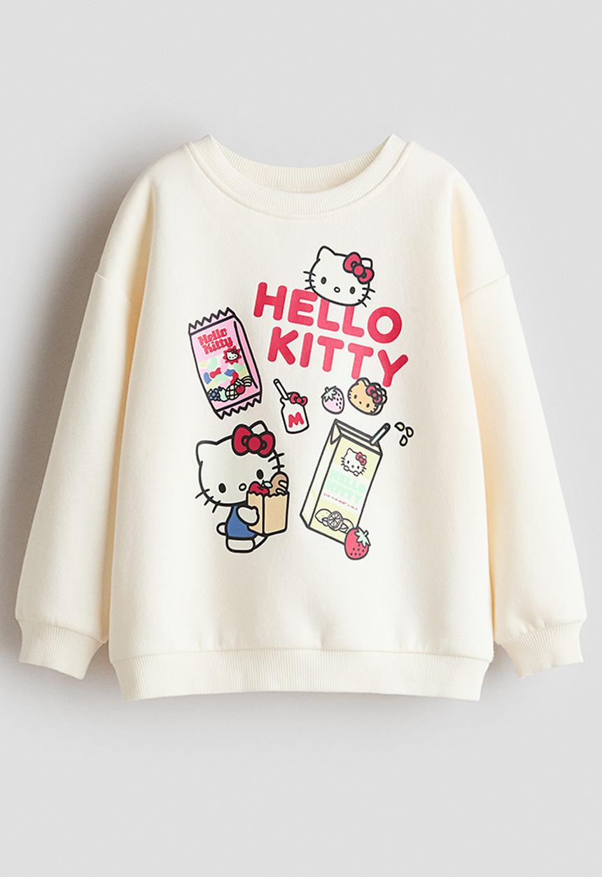 H&M - Printed sweatshirt - cream/hello kitty