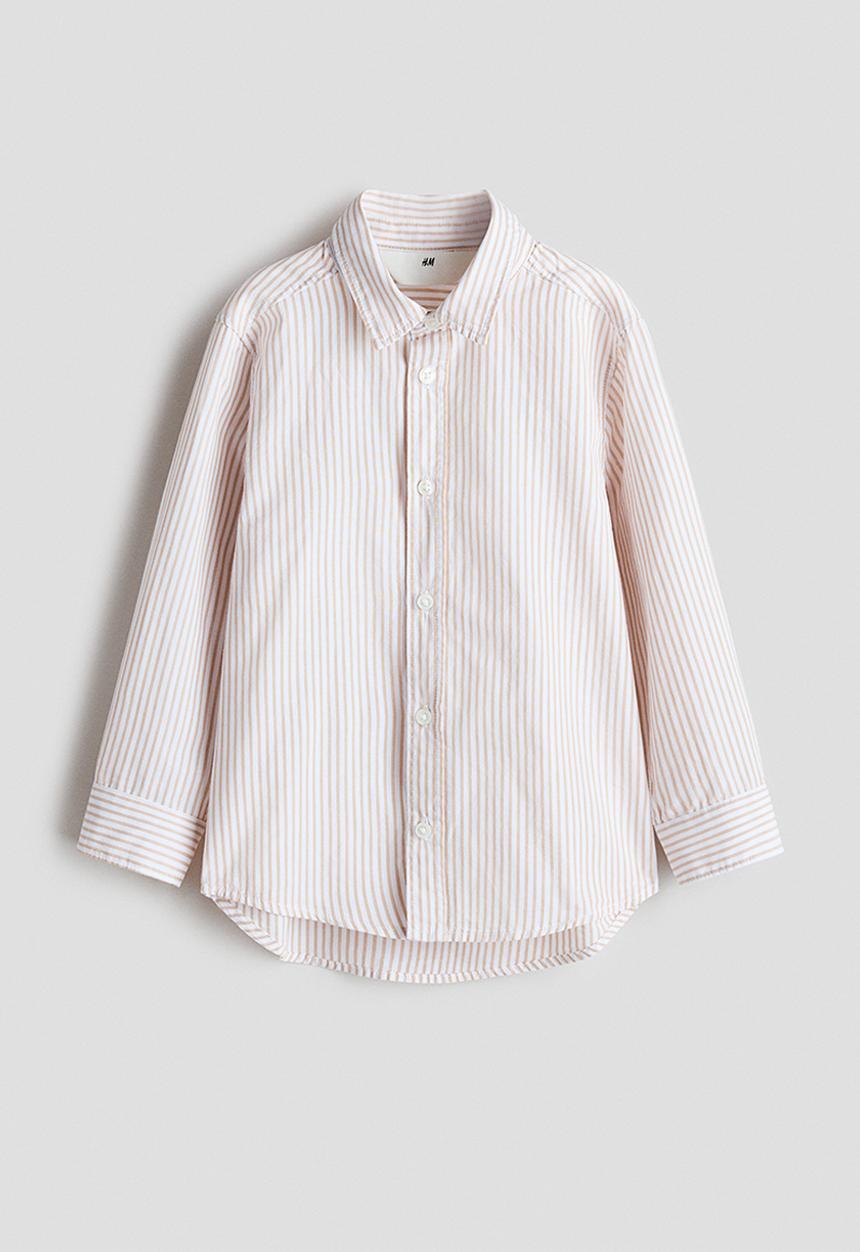 H&M - Cotton shirt - white/beige striped