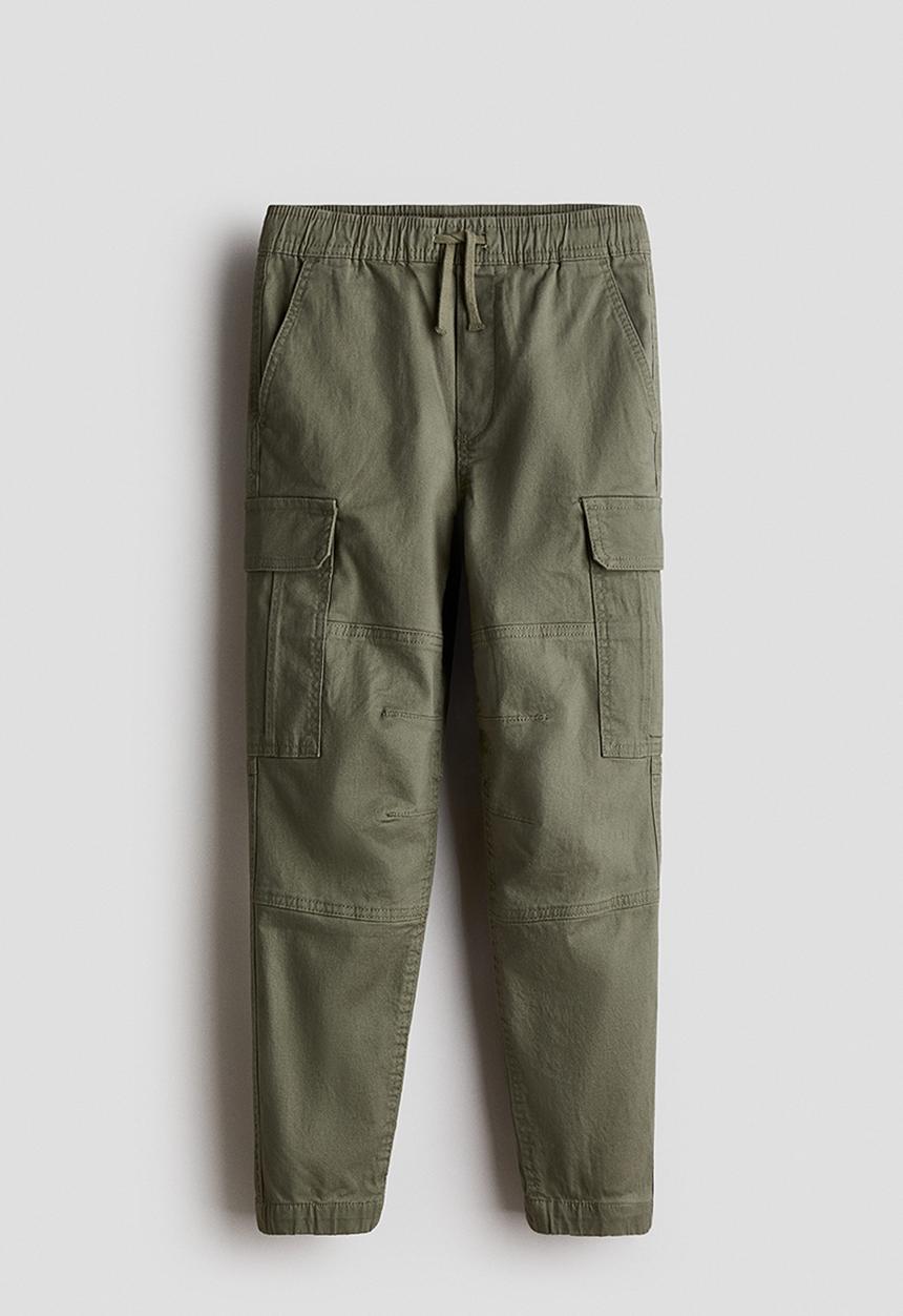H&M - Cotton cargo joggers - dark khaki green