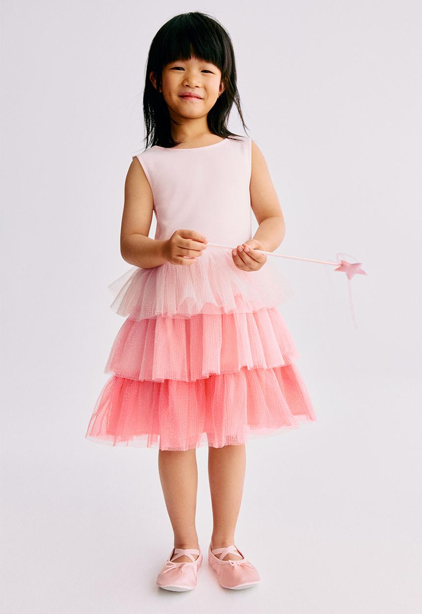 H&M - Flared-skirt dress - pink/glittery