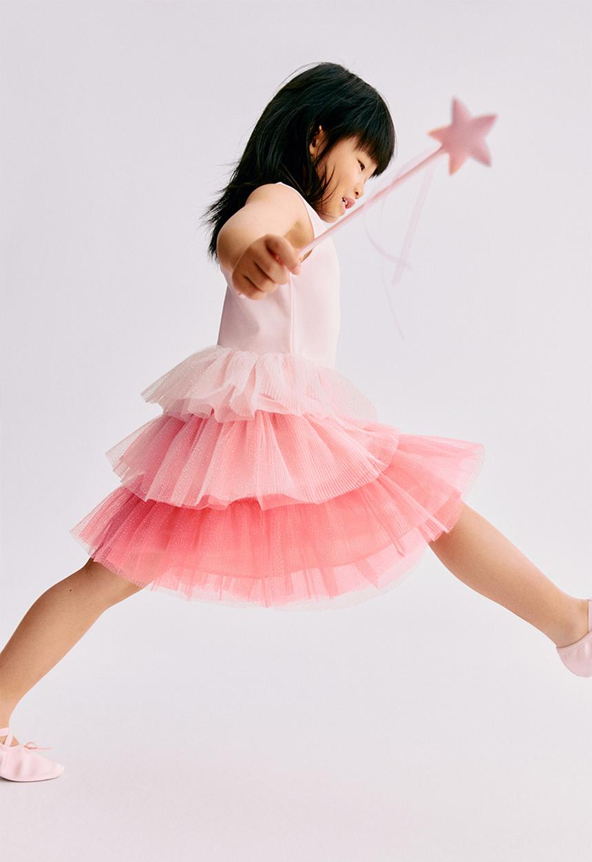 H&M - Flared-skirt dress - pink/glittery