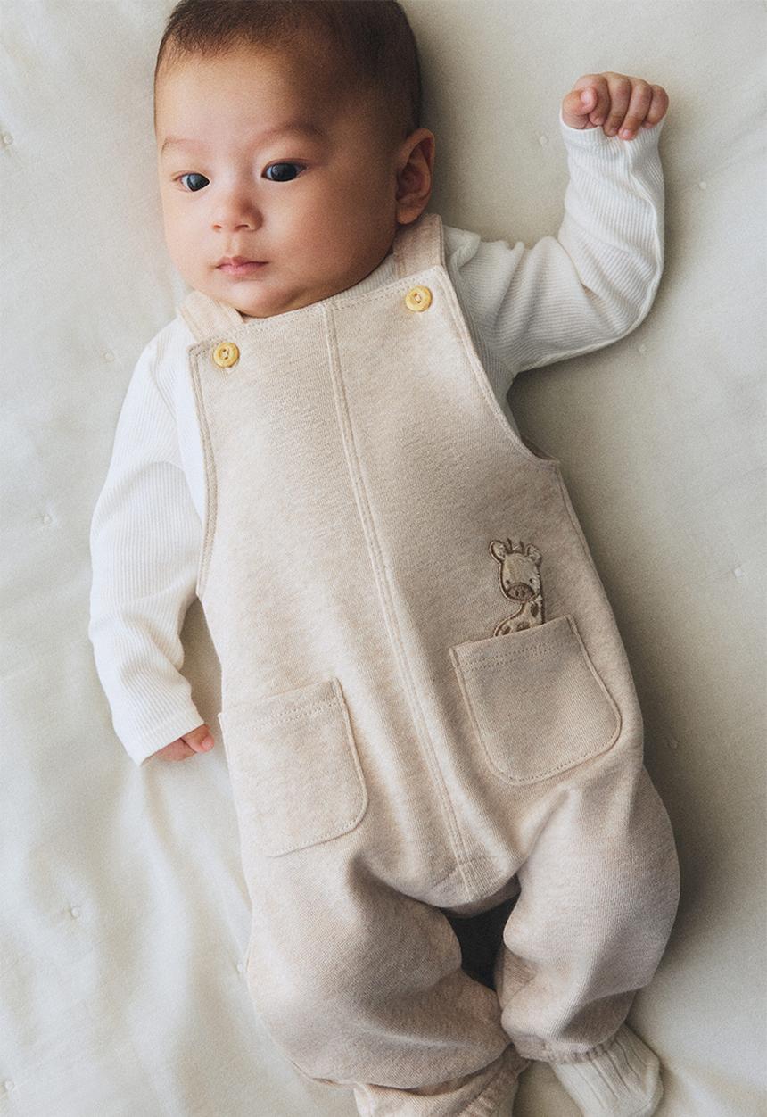 H&M - 2-piece cotton set - light beige/white
