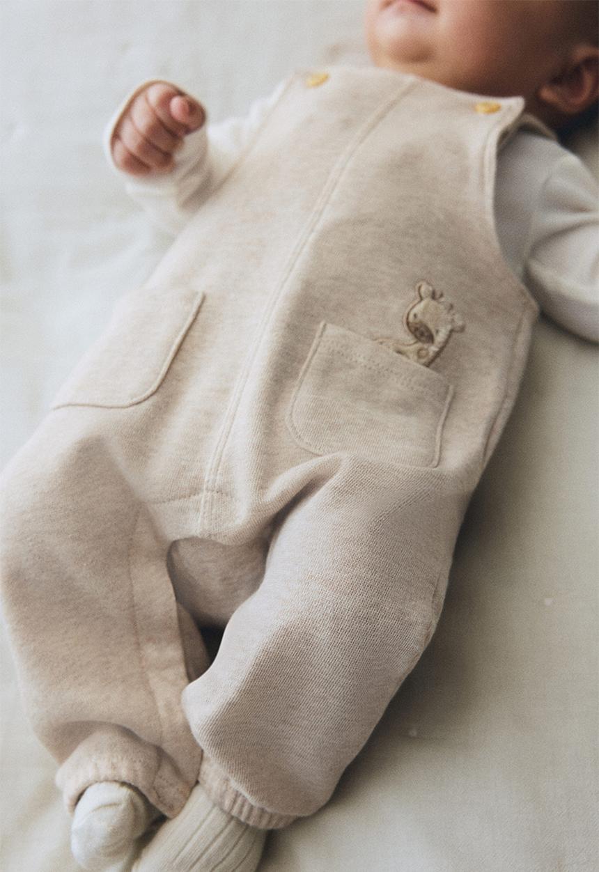 H&M - 2-piece cotton set - light beige/white