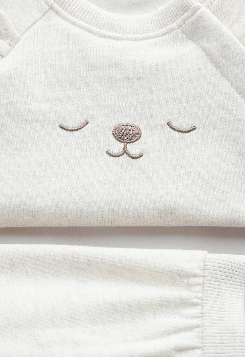 H&M - 2-piece printed cotton set - light beige/bear