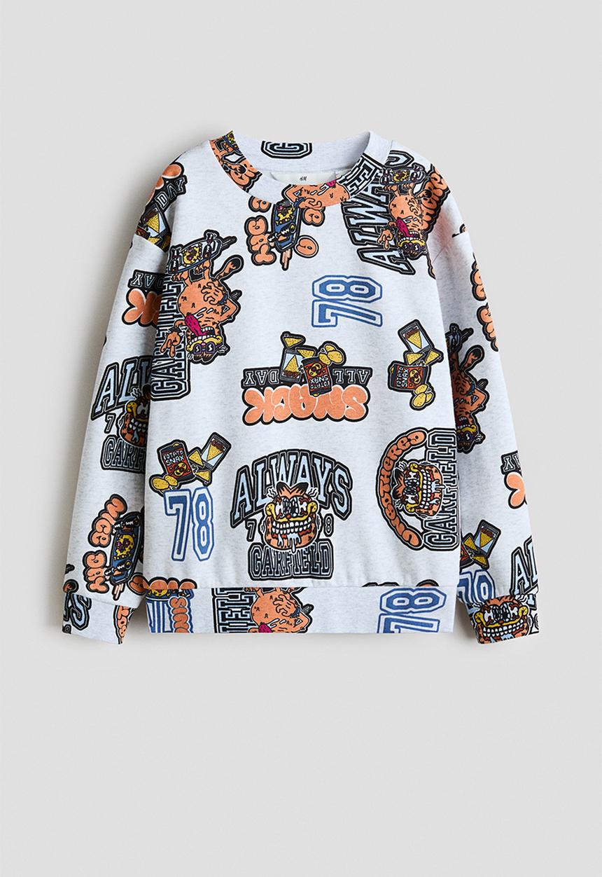 H&M - Printed sweatshirt - light grey marl/garfield