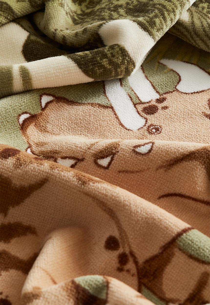 H&M - 2-pack print-motif guest towels - beige/dinosaurs