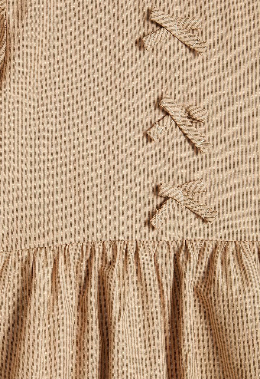 Pop Candy - Striped bow detail blouse with elasticated pants - wheat brown