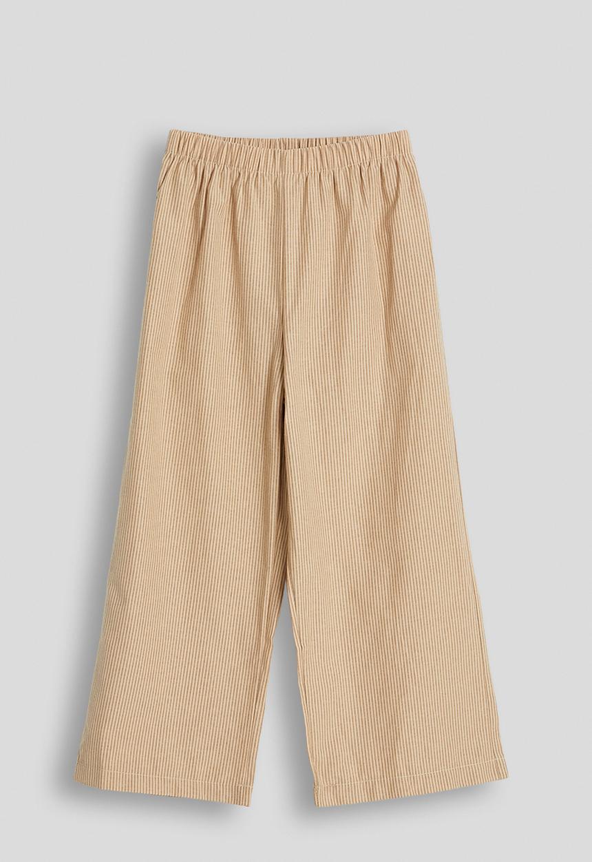 Pop Candy - Striped bow detail blouse with elasticated pants - wheat brown