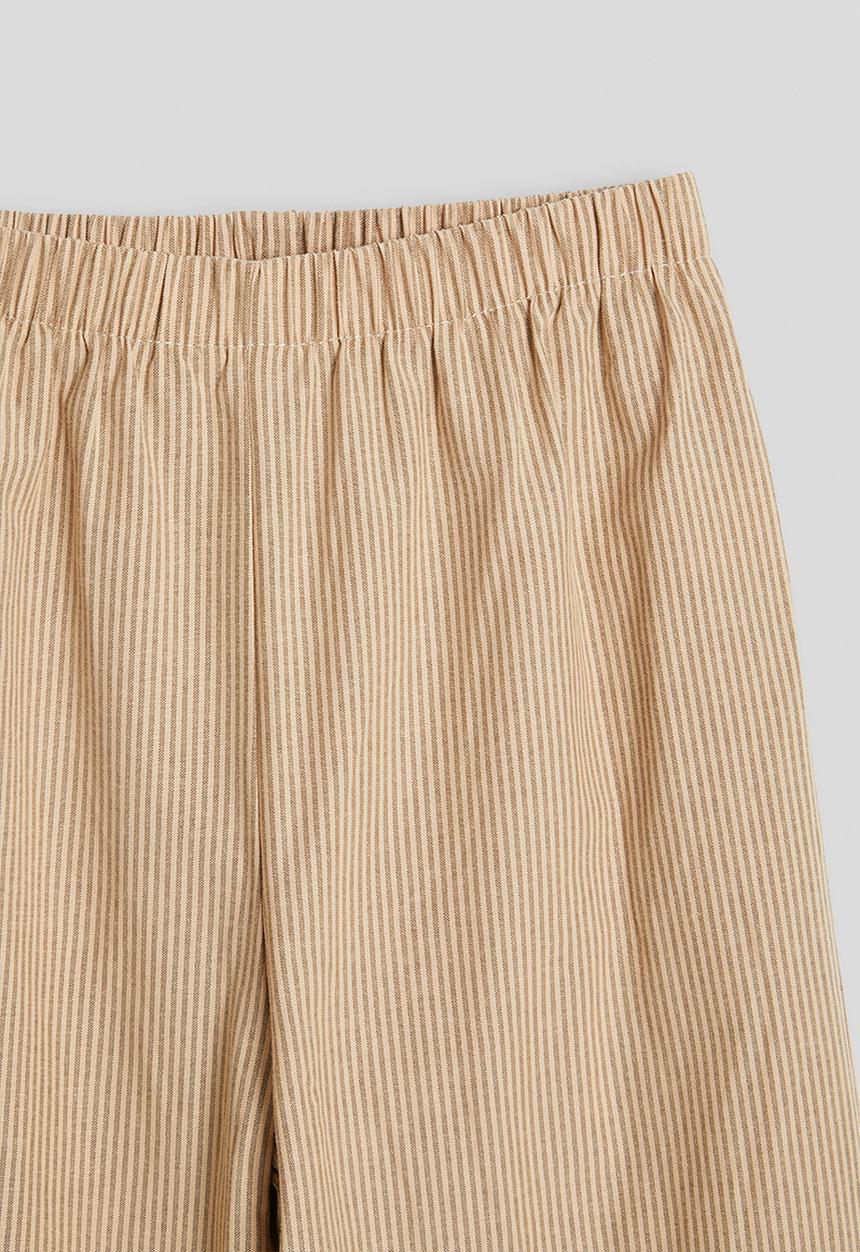 Pop Candy - Striped bow detail blouse with elasticated pants - wheat brown